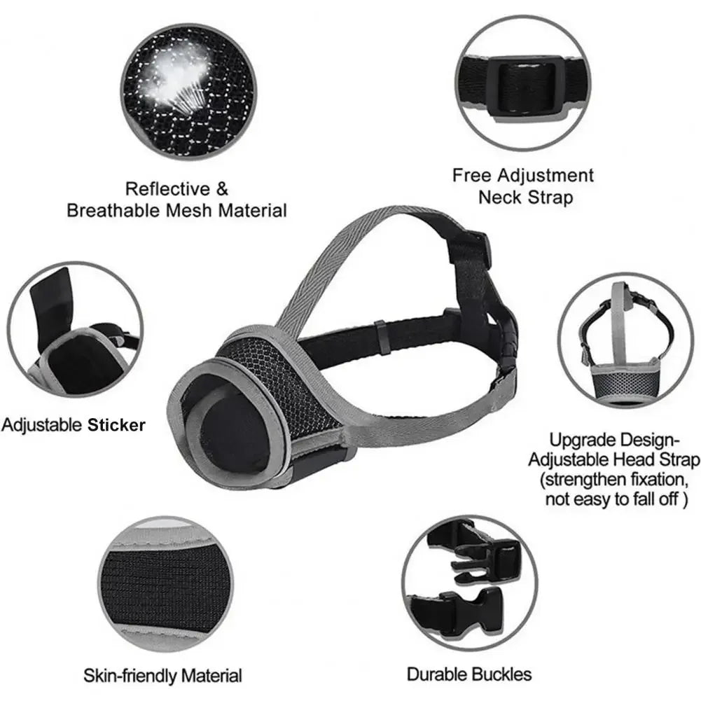 Breathable Adjustable Dog Muzzle for Comfort and Anti-Chewing/Biting Protection