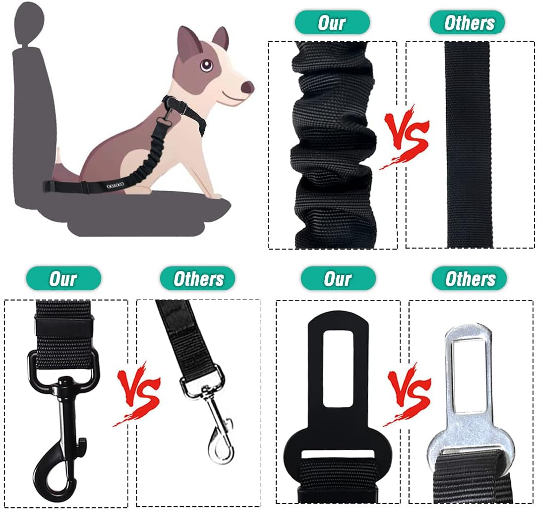 Dog Seat Belt,3 Piece Set Retractable Dog Car Seatbelts Adjustable Pet Seat Belt for Vehicle Nylon Pet Safety Seat Belts Heavy Duty & Elastic & Durable Car Harness for Dogs
