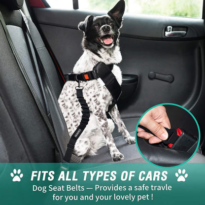 Dog Seat Belt,3 Piece Set Retractable Dog Car Seatbelts Adjustable Pet Seat Belt for Vehicle Nylon Pet Safety Seat Belts Heavy Duty & Elastic & Durable Car Harness for Dogs