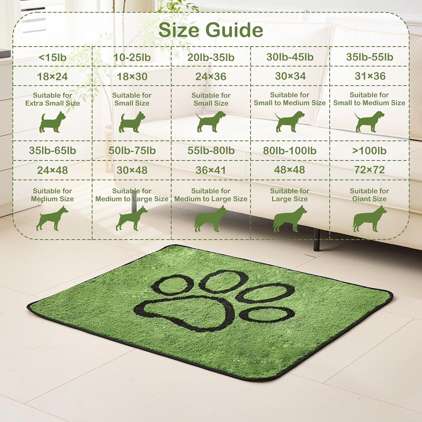 Reusable Dog Pee Pads, 2 Pack Super Absorbent & Leakproof Washable Puppy Pads with Soft Green Top Layer, for Potty Training, Crates, Couch, Car Seats & Pet Beds, 18"X24"