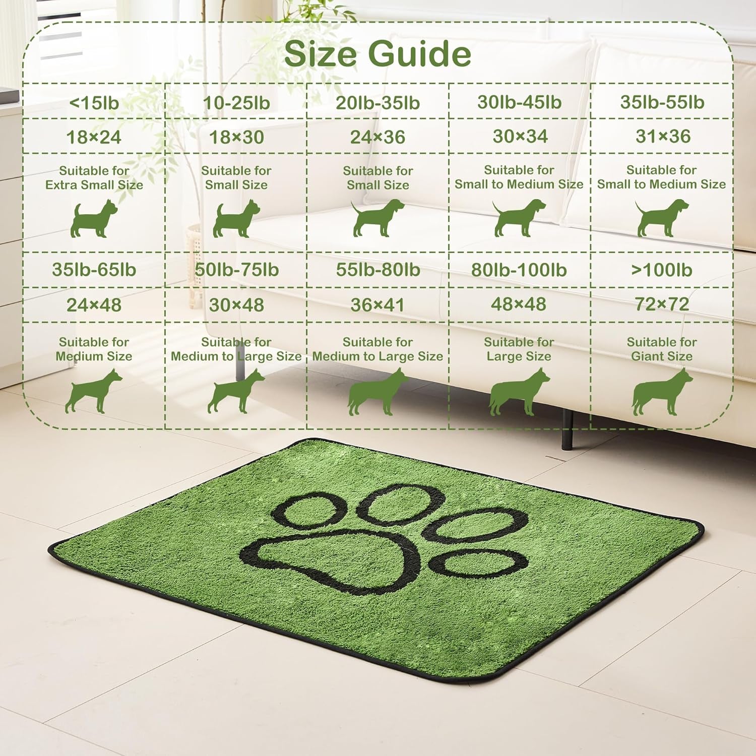 Reusable Dog Pee Pads, 2 Pack Super Absorbent & Leakproof Washable Puppy Pads with Soft Green Top Layer, for Potty Training, Crates, Couch, Car Seats & Pet Beds, 18"X24"