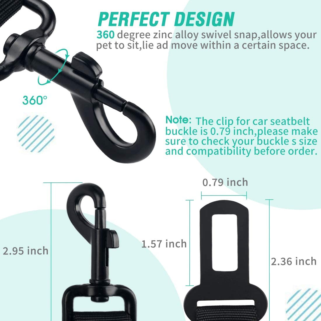 Dog Seat Belt,3 Piece Set Retractable Dog Car Seatbelts Adjustable Pet Seat Belt for Vehicle Nylon Pet Safety Seat Belts Heavy Duty & Elastic & Durable Car Harness for Dogs