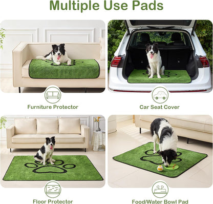 Reusable Dog Pee Pads, 2 Pack Super Absorbent & Leakproof Washable Puppy Pads with Soft Green Top Layer, for Potty Training, Crates, Couch, Car Seats & Pet Beds, 18"X24"