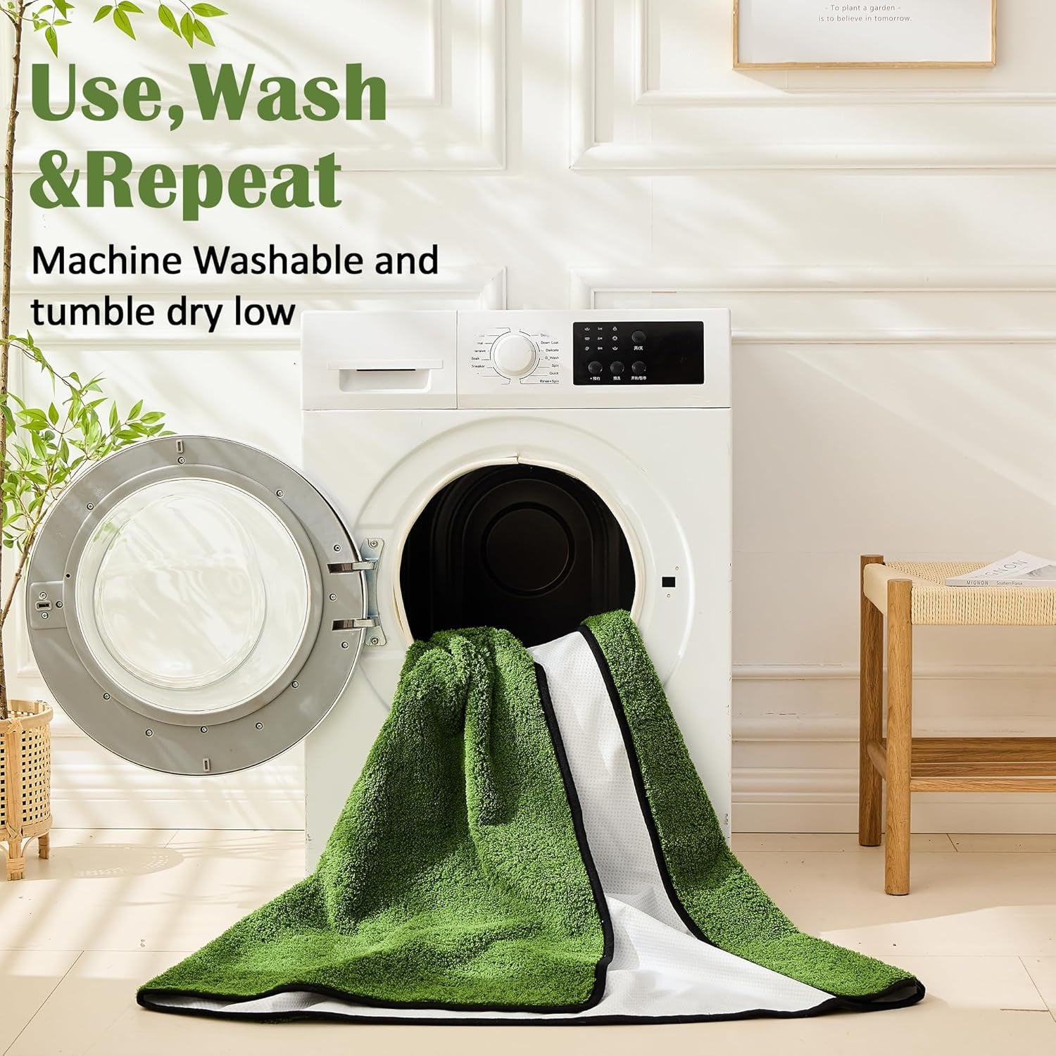 Reusable Dog Pee Pads, 2 Pack Super Absorbent & Leakproof Washable Puppy Pads with Soft Green Top Layer, for Potty Training, Crates, Couch, Car Seats & Pet Beds, 18"X24"
